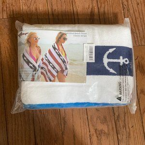 Oversized Ultra Plush Beach Towel Classic Stripe w/ Anchors